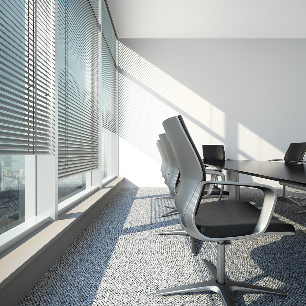 interior with blinds and office table